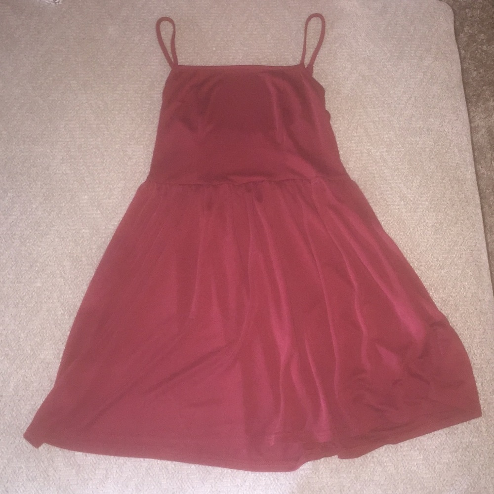 Maroon mini skater dress